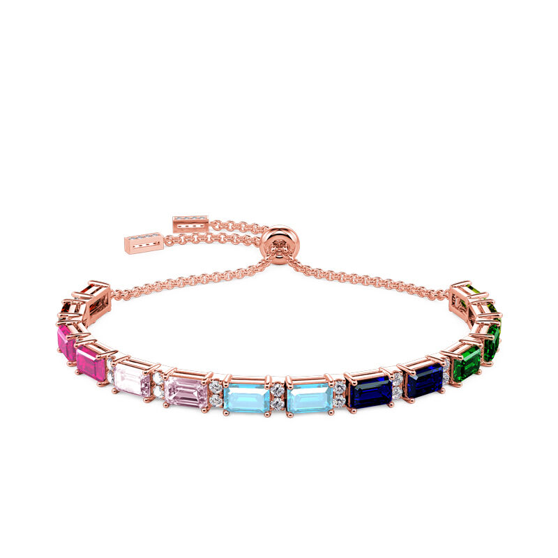 Jeulia Rainbow Emerald Cut Sterling Silver Tennis Bracelet