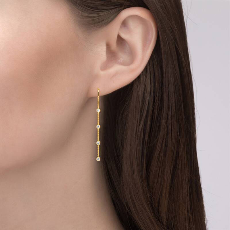 Jeulia "Shining Beauty" Round Cut Sterling Silver Threader Earrings