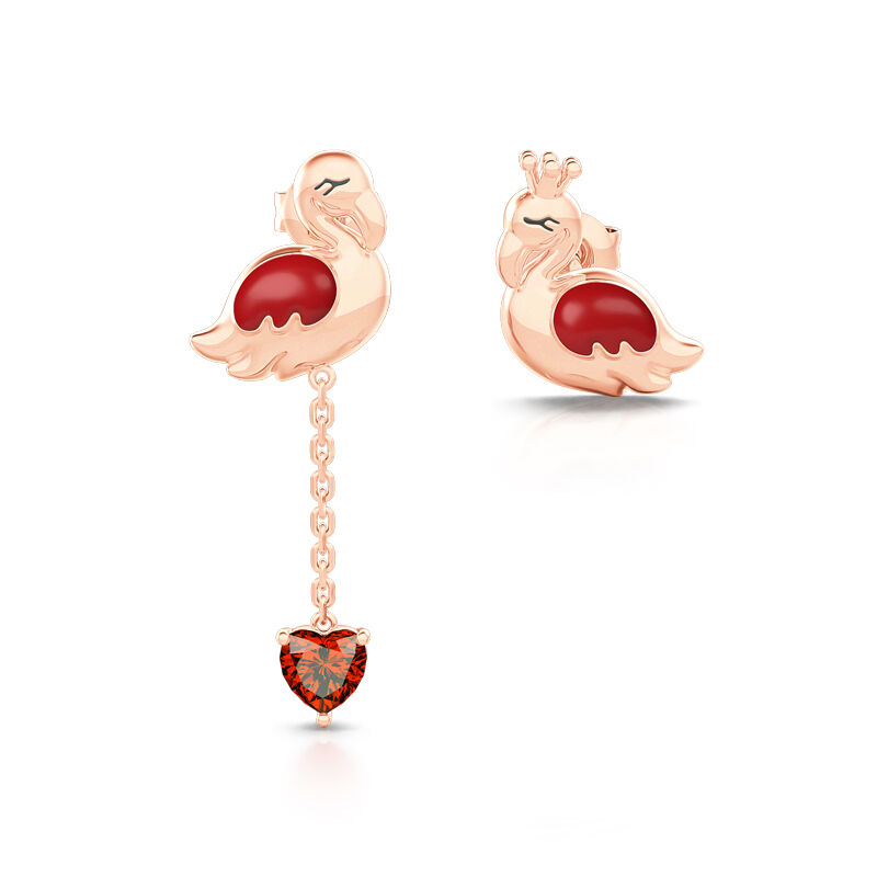 Jeulia "Sweet Love" Flamingo Couple Sterling Silver Jewelry Set