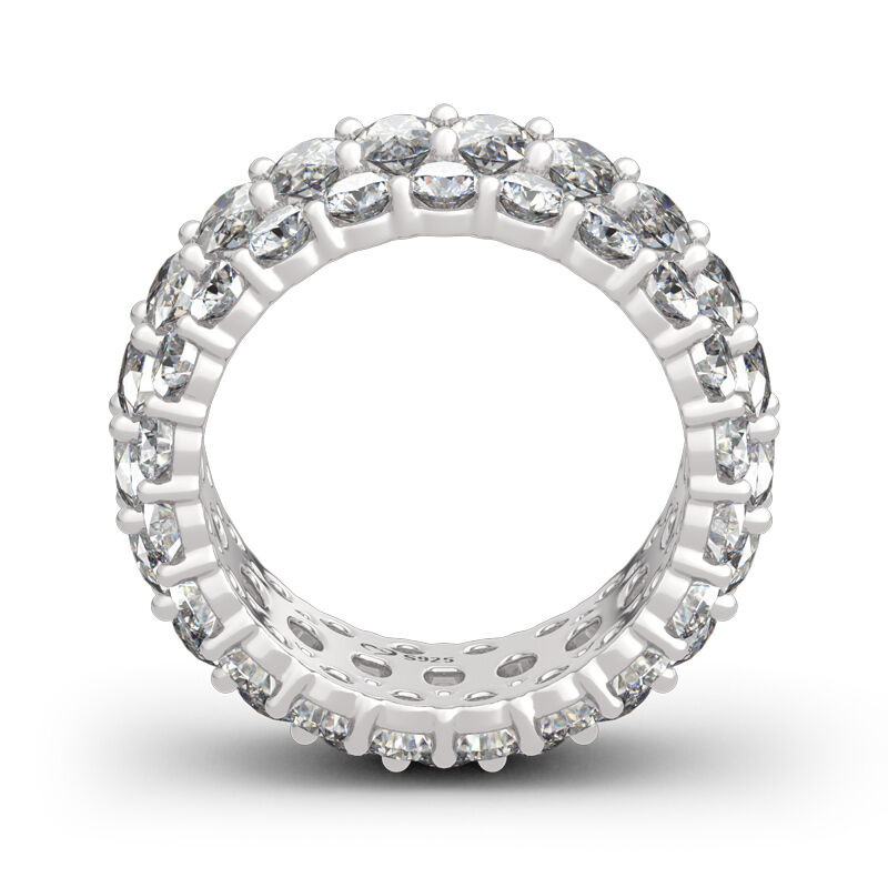 Jeulia Classic Oval and Round Cut Sterling Silver Eternity Ring