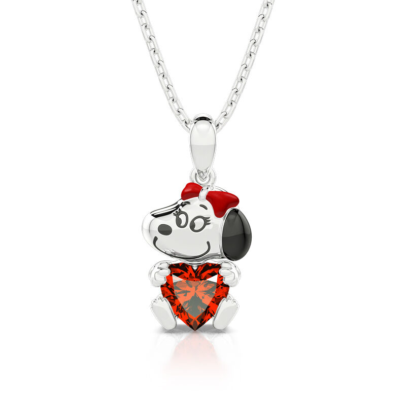 Jeulia Hug Me "Sweet on You " Puppy Heart Cut Sterling Silver Necklace