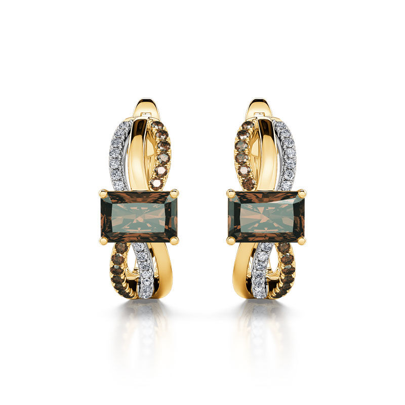 Jeulia Two Tone Crossover Emerald Cut  Sterling Silver Earrings