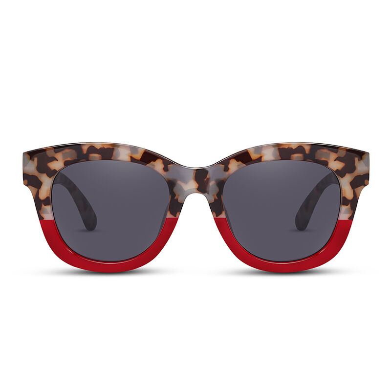 Jeulia "Crush" Square Tortoise Red/Grey Women's Sunglasses
