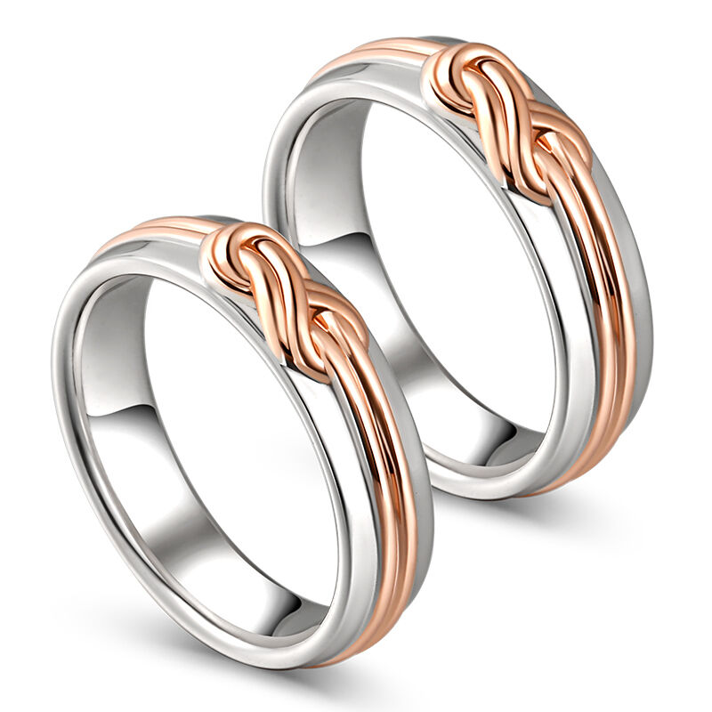 Jeulia "Eternal Connection" Knot Design Sterling Silver Couple Rings