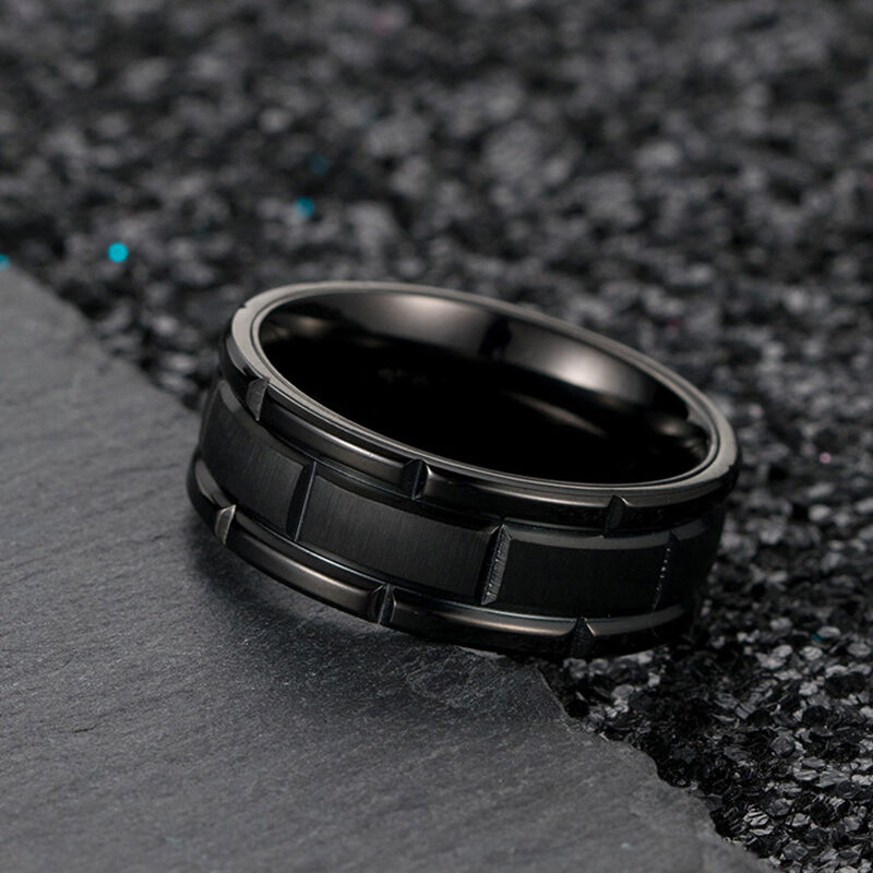 Jeulia Simple Black Titanium Steel Men's Band