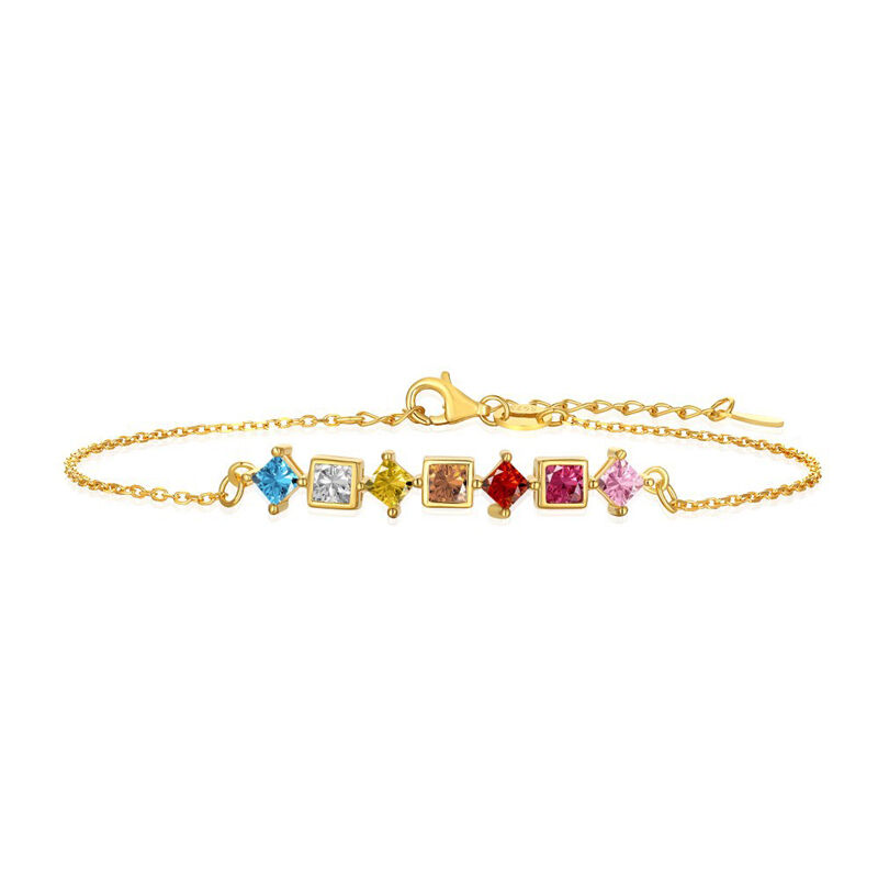 Jeulia Sparkling Colorful Mixed Stone Sterling Silver Bracelet