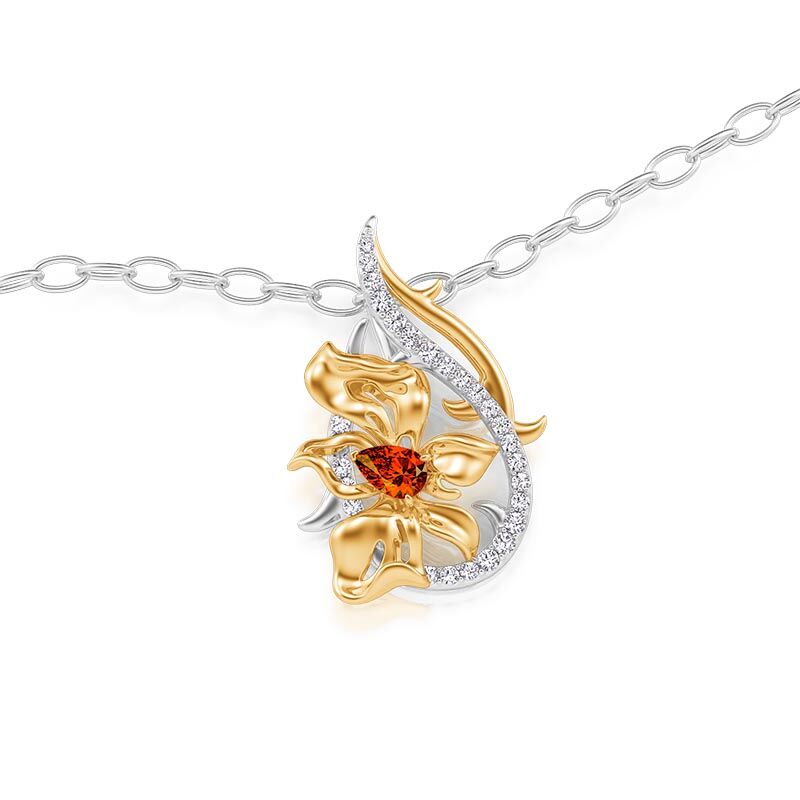 Jeulia x Leyla "Floral of Thorns" Tvåfärgad Twist Blomma Mode Halsband i Sterling Silver