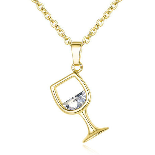 Jeulia Dainty Wine Glass Sterling Silver Necklace