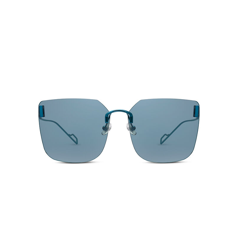 Jeulia "Butterfly" Square Rimless Blue Oversize Women's Sunglasses