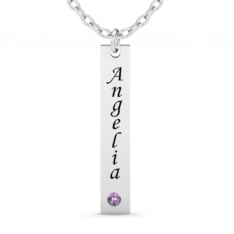 Jeulia Vertical Bar Sterling Silver Engravable Necklace