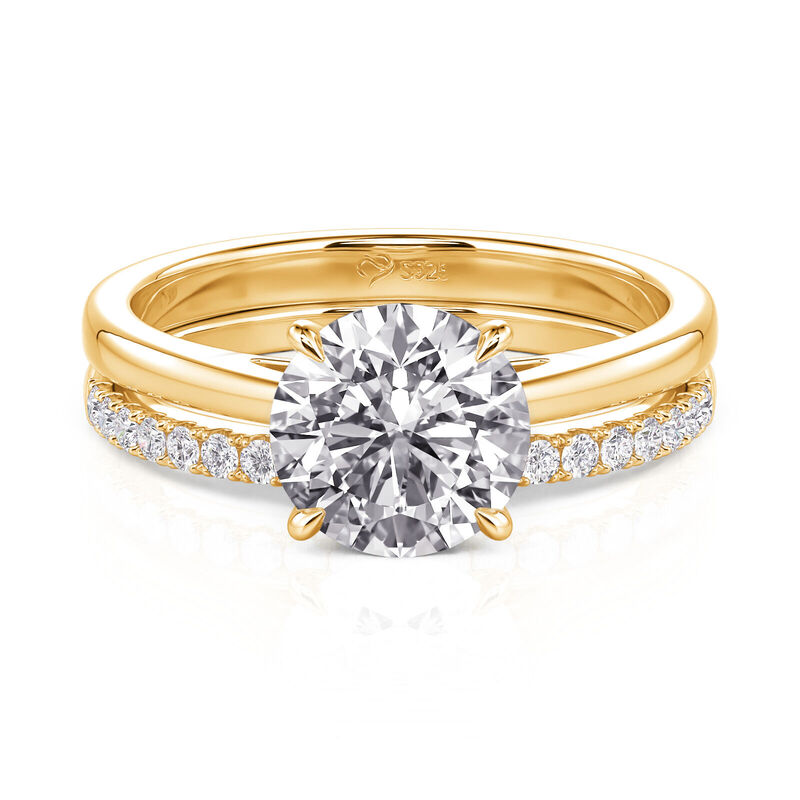 Jeulia Classic Round Cut Sterling Silver Ring Set
