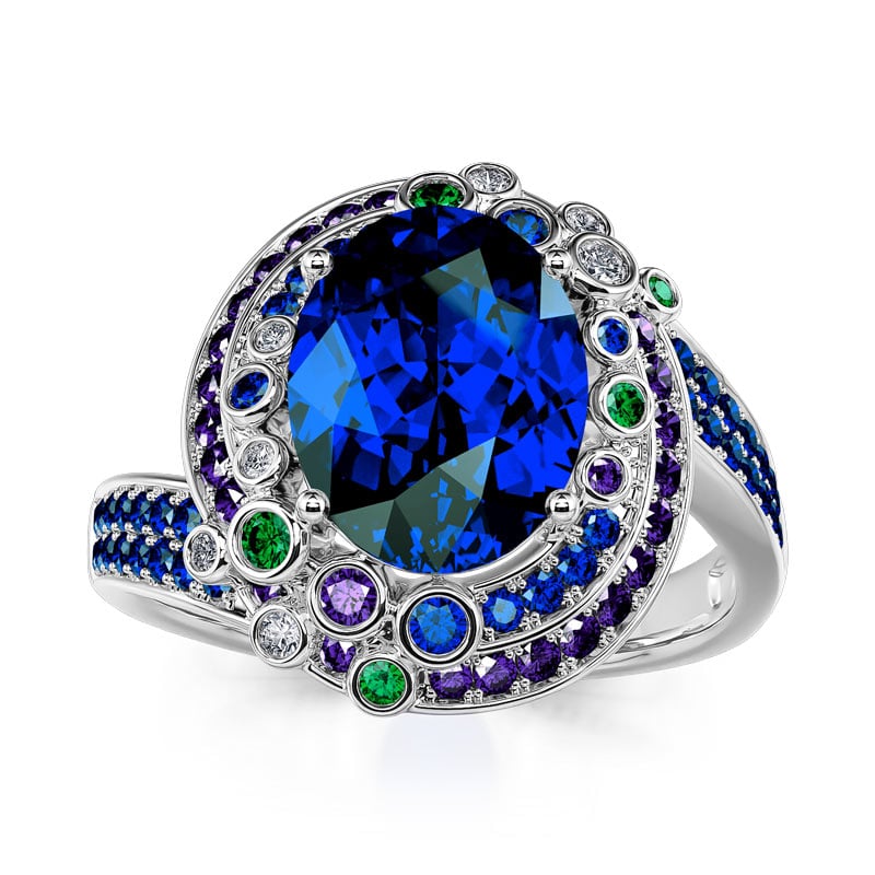 Jeulia "Poetry of Flowers" The Water Lilies Inspired Oval Cut Sterling Silver Ring