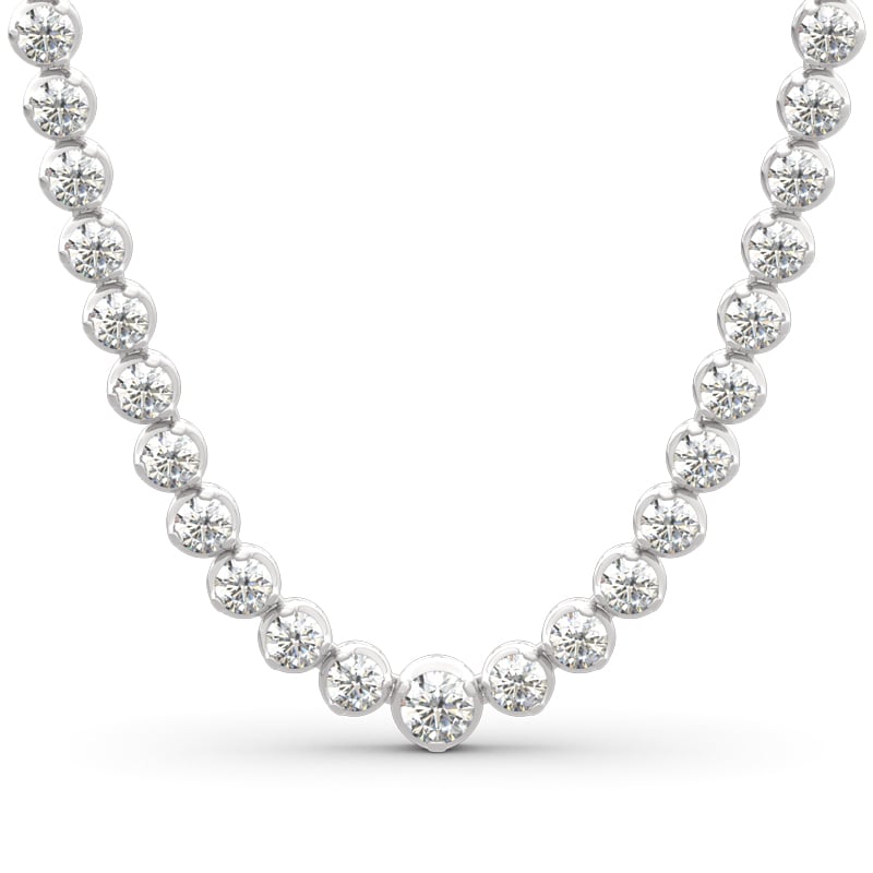 Jeulia Classic Round Cut Sterling Silver Tennis Necklace