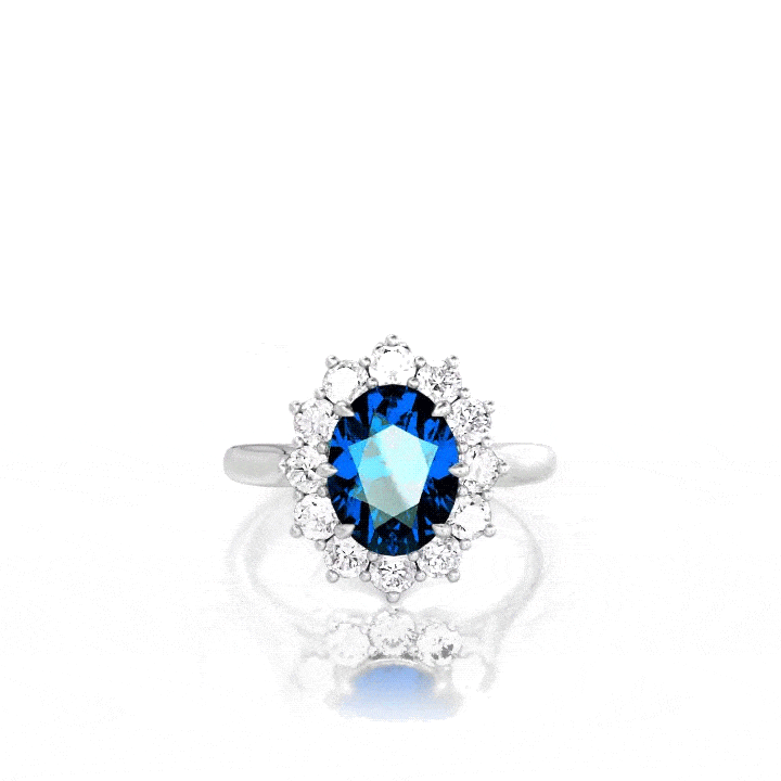 Jeulia Vintage Halo Dual Wear Oval Sapphire Cocktail Ring