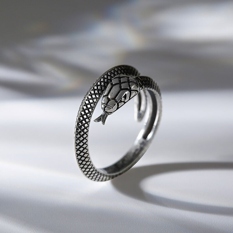Jeulia "Pure Desire" Snake Sterling Silver Men's Ring