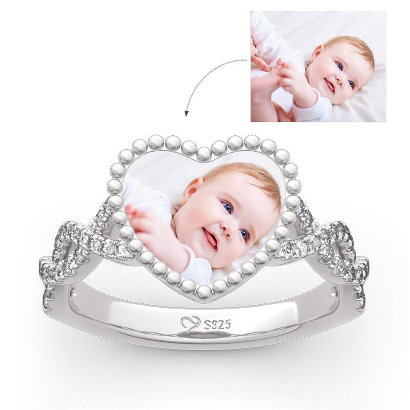 Jeulia "Endless Love" Sterling Silver Personalized Photo Ring