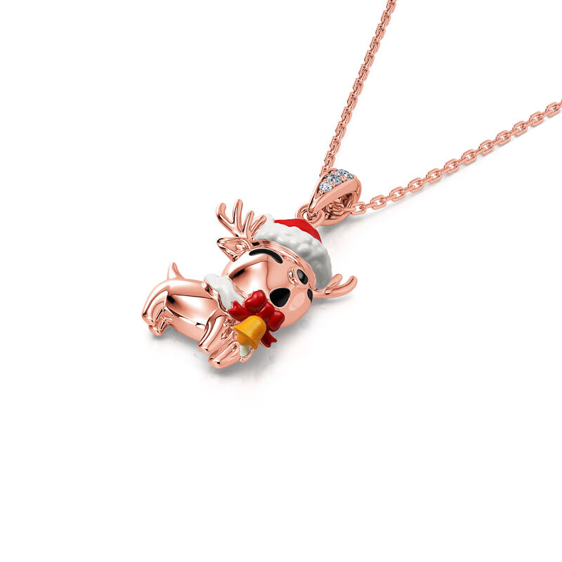 Jeulia "Cute Christmas Reindeer" Sterling Silver Necklace