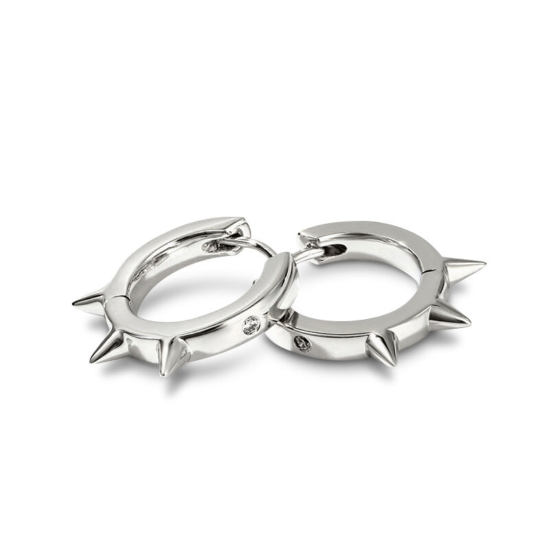 Jeulia "Spiked Out" Sterling Silver Hoop Earrings