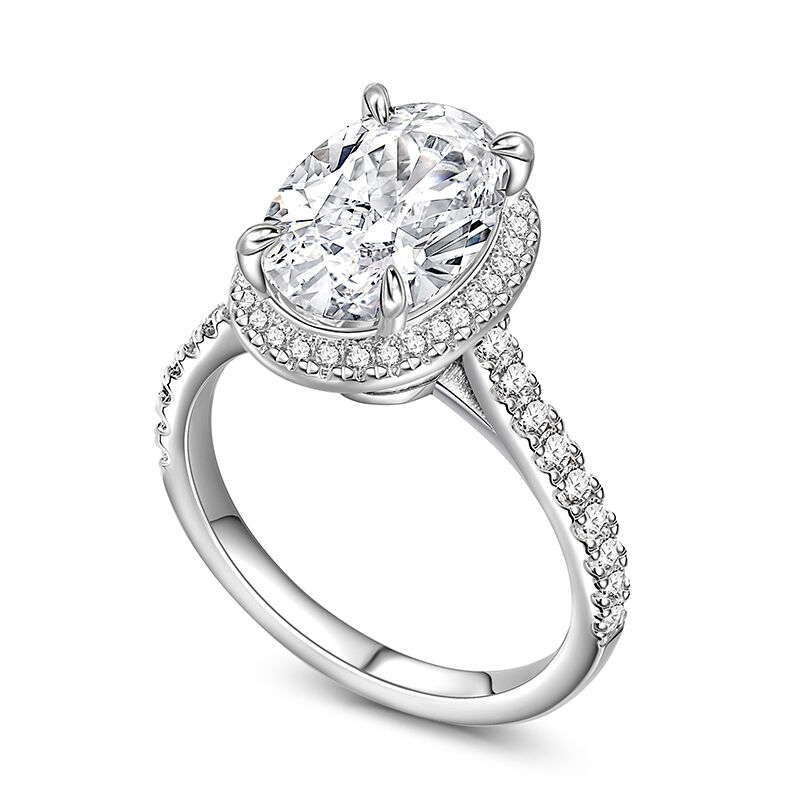 Jeulia Classic Halo Oval Engagement Ring Silver