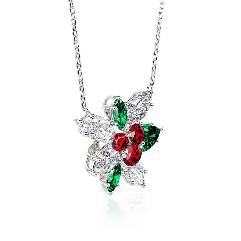 Jeulia Holly Leaf Necklace for Christmas Sterling Silver