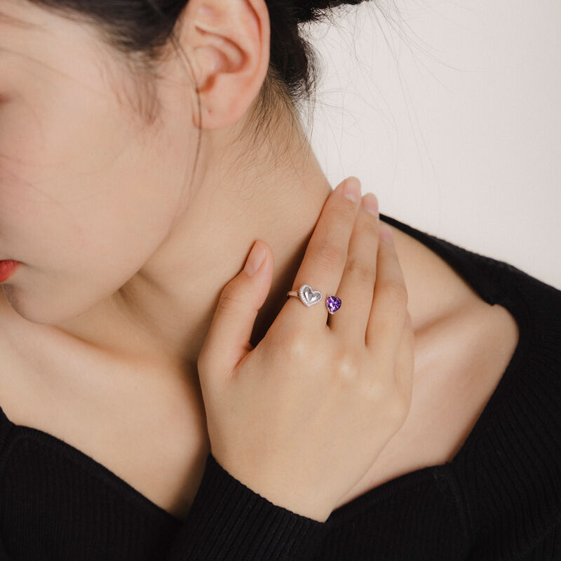 Jeulia Double Heart Sparkling Sterling Silver Ring