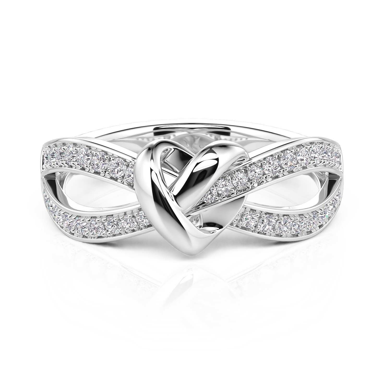 Jeulia Heart Knot Sterling Silver Ring for Women