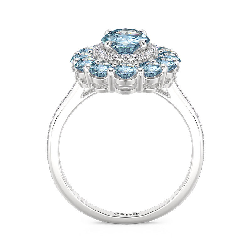 Jeiluia "Summer Seaside" Aquamarin Halo Förlovningsring i Sterling Silver