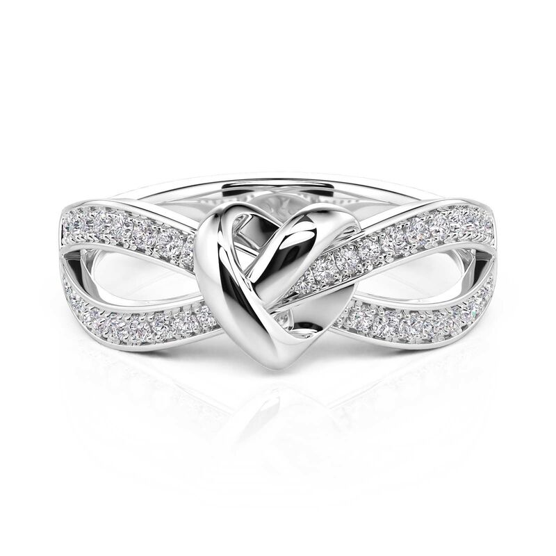 Jeulia Hjärta Knut Sterling Silver Ring för Kvinnor