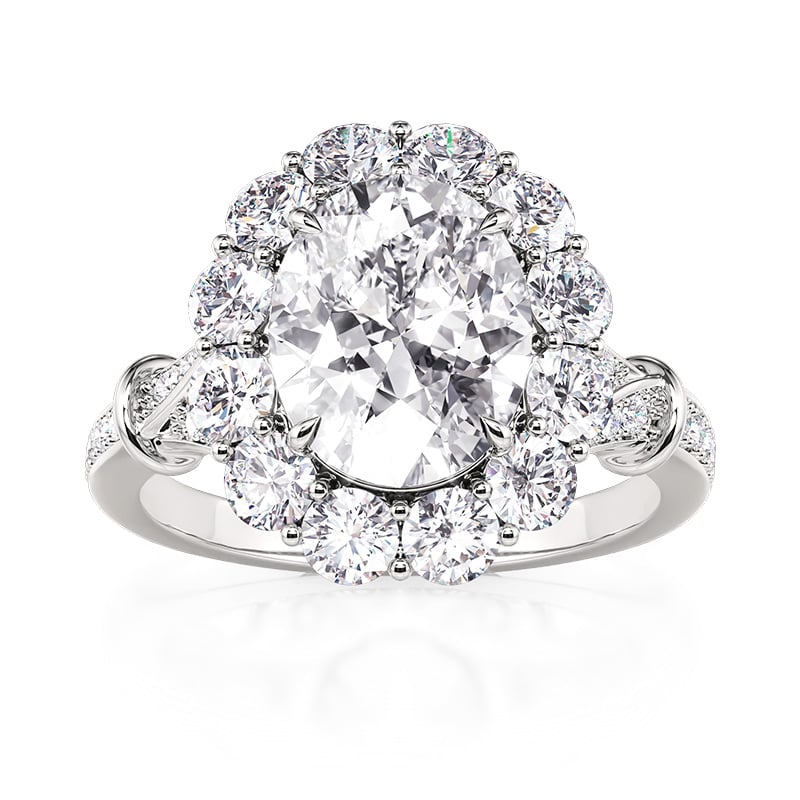 Jeulia Classic Halo Oval Bouquet Engagement Eternity Ring