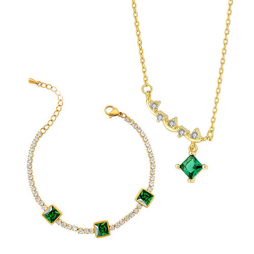 Jeulia "Summer Night's Dream" Emerald Jewelry Set