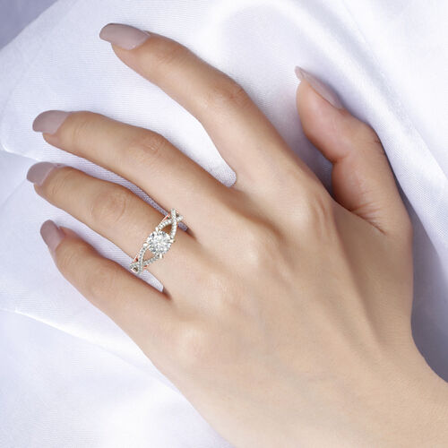 Jeulia Milgrain Intertwined Round Cut Sterling Silver Ring