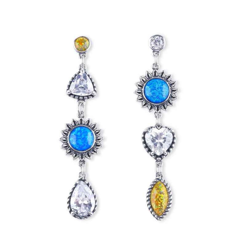 Jeulia Sunflower Opal Sterling Silver Jewelry Set