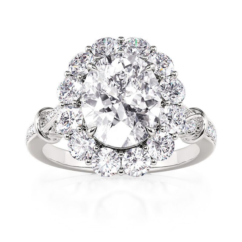 Jeulia Classic Halo Oval Bouquet Engagement Eternity Ring