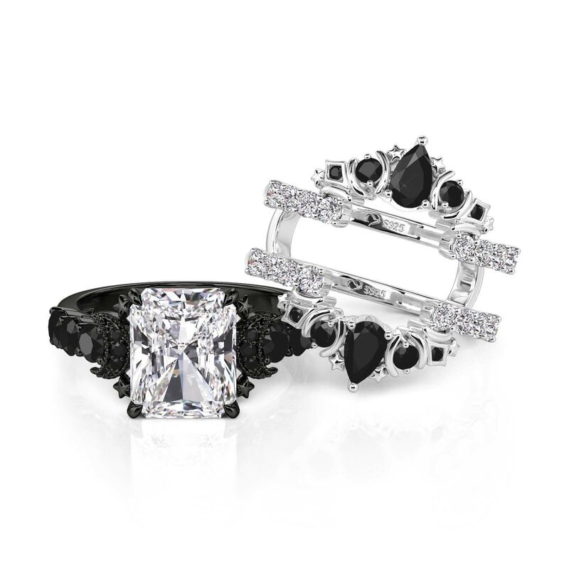 Jeulia Luna Astra Måne och Stjärna Ringset Radiant Cut Sterling Silver