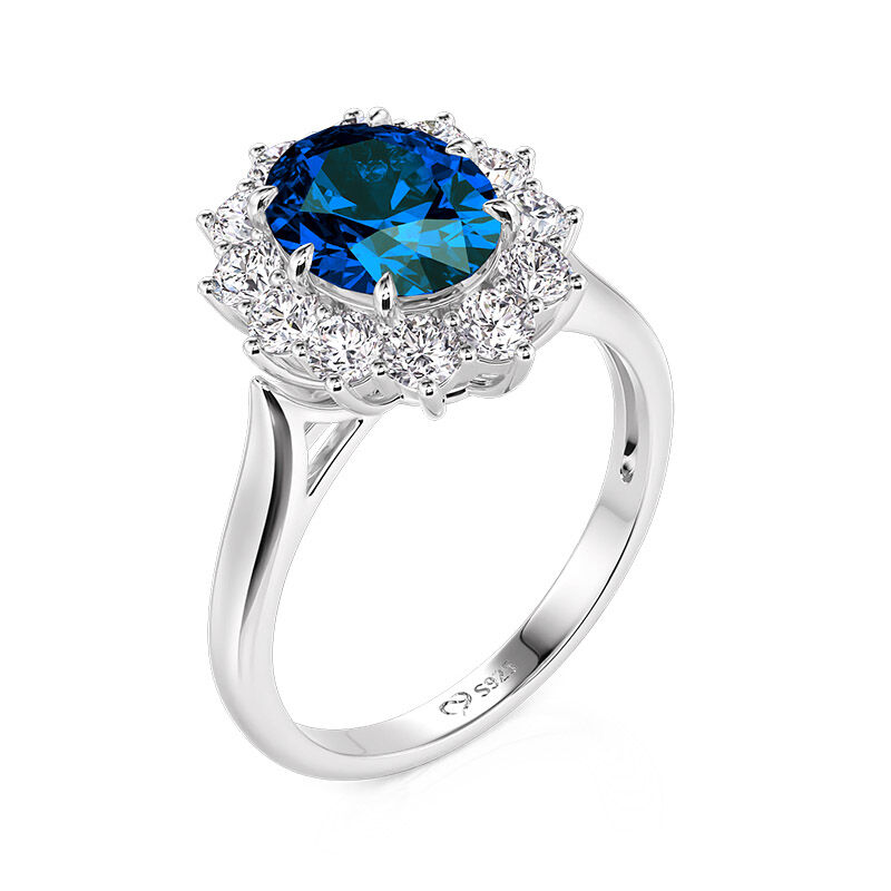 Jeulia Vintage Halo Dual Wear Oval Sapphire Cocktail Ring