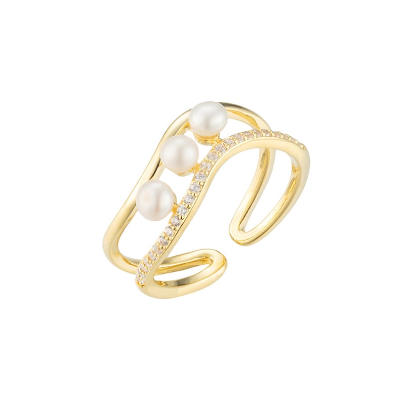 Jeulia Split Shank Pearl Open Copper Ring