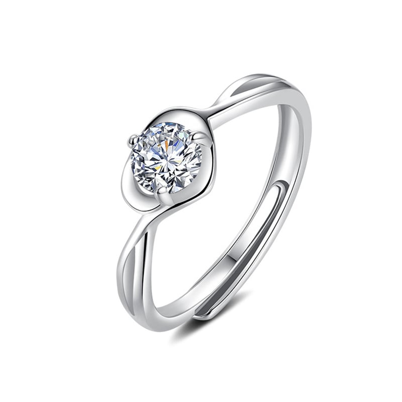 Jeulia Simple Twist Solitaire Engagement Ring Sterling Silver