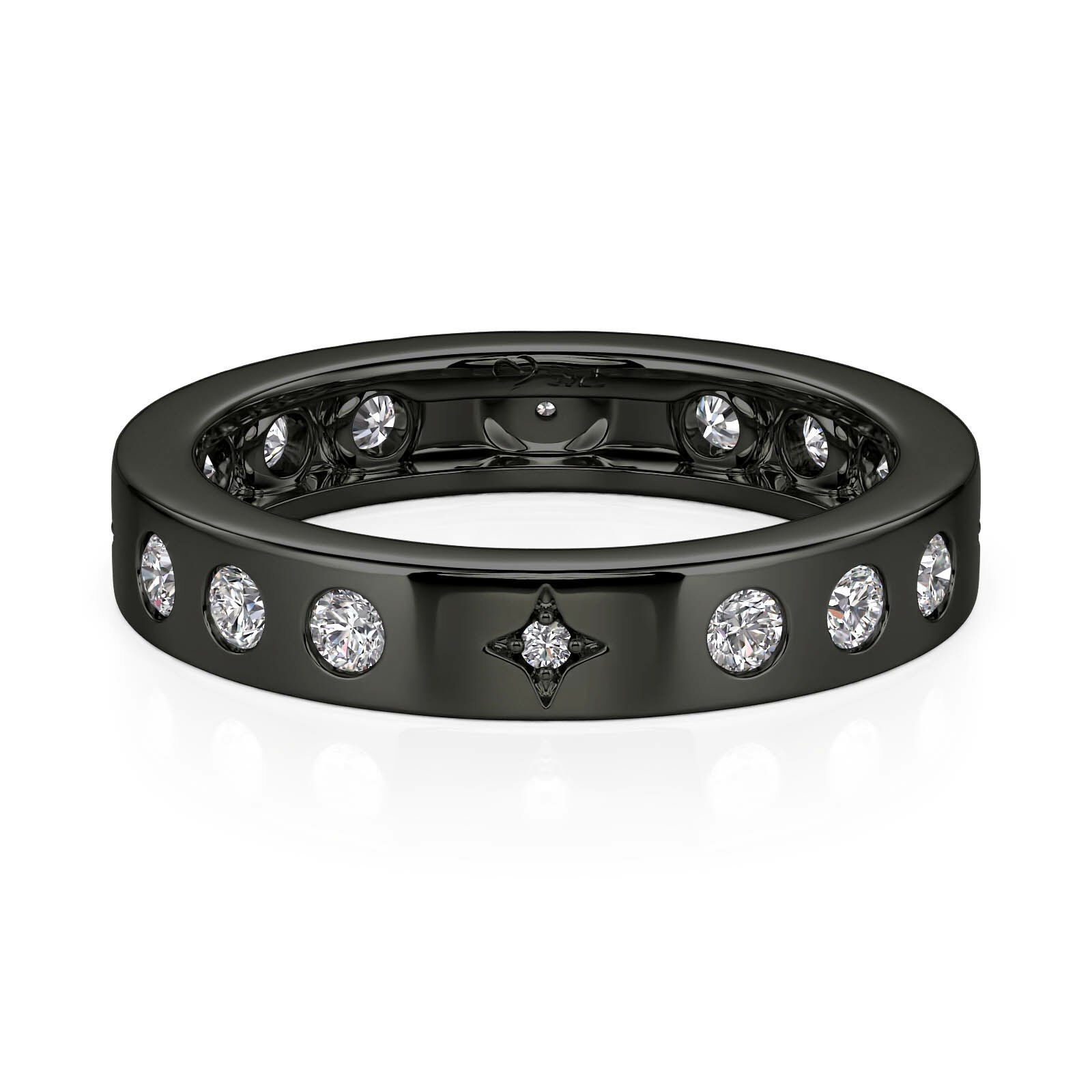 Jeulia Black Celestial Star Men's Ring Sterling Silver