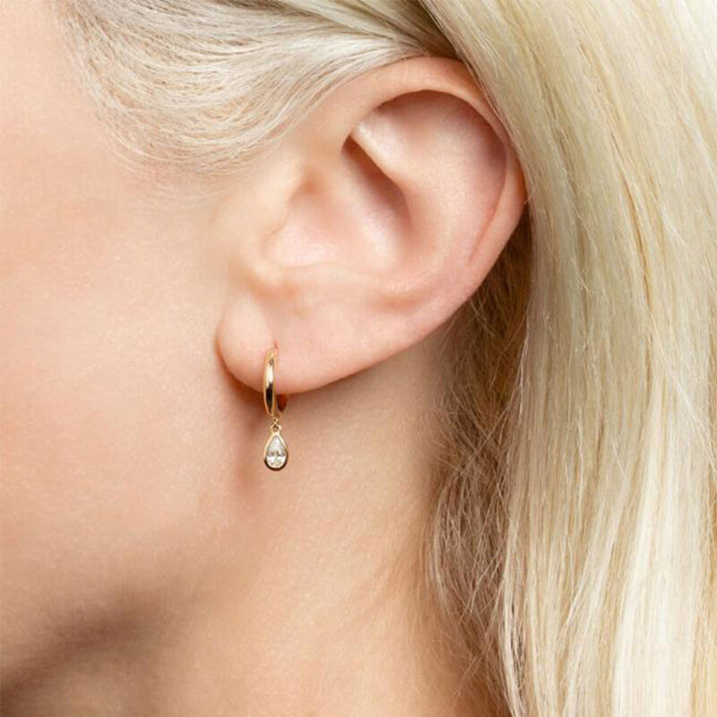 Jeulia Simple Pear Cut Sterling Silver Drop Earrings