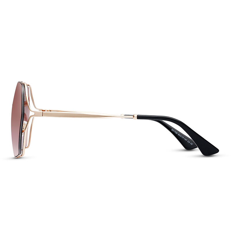 Jeulia "Stand Out" Sechseckige Oversize Damen Sonnenbrille mit braun-rosa Farbverlauf