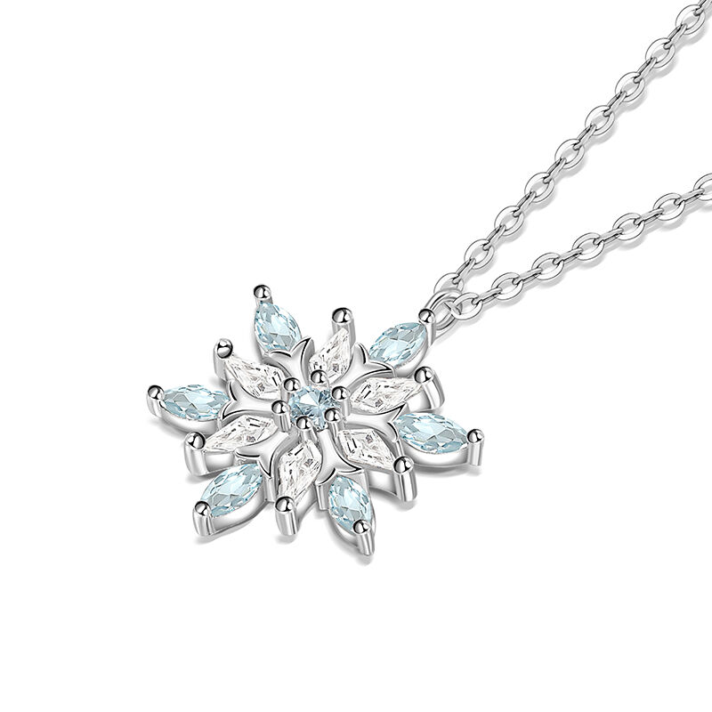 Jeulia Simple Snowflake Necklace Marquise Sterling Silver