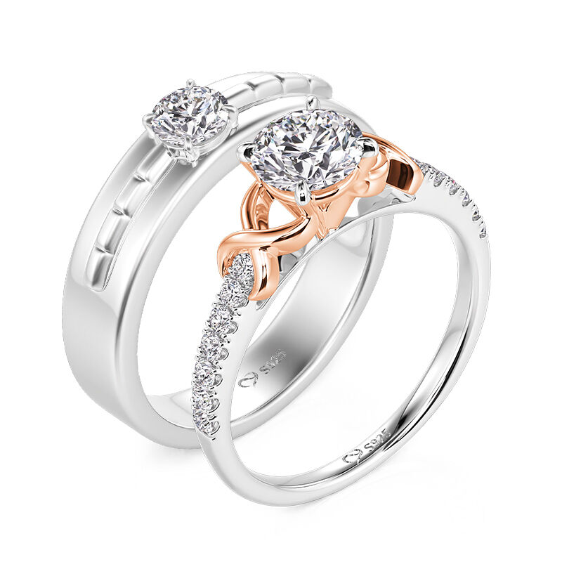 Jeulia Custom Infinity Couple Rings Sterling Silver
