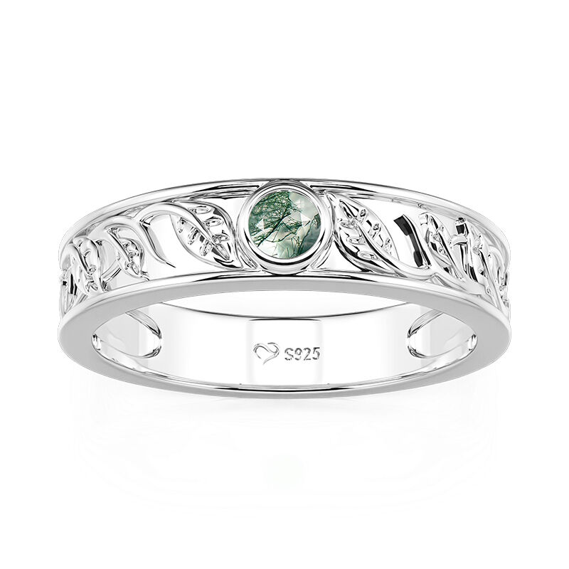 Jeulia Leaf Moss Agate Wedding Ring for Men