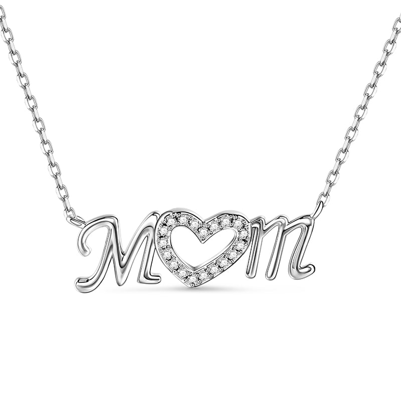 Jeulia Mom Heart Sterling Silver Necklace