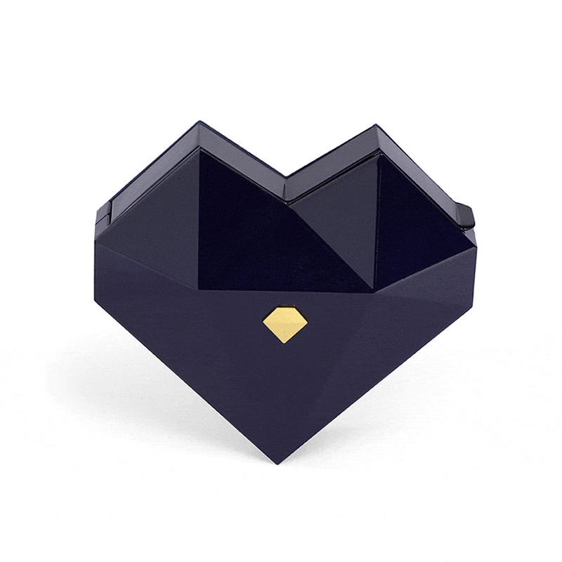 Jeulia Diamond Dark Blue Heart Ring Box for Magic Secret