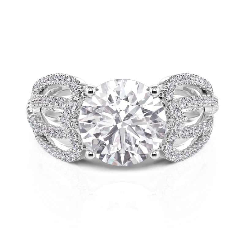 Jeulia Intertwined Round Engagement Ring Sterling Silver