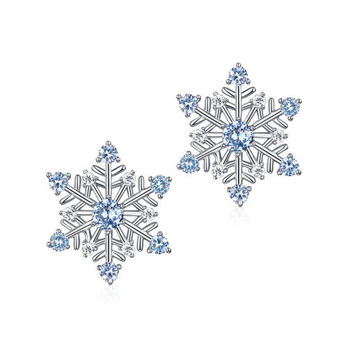 Jeulia Fancy Snowflake Sterling Silver Stud Earrings