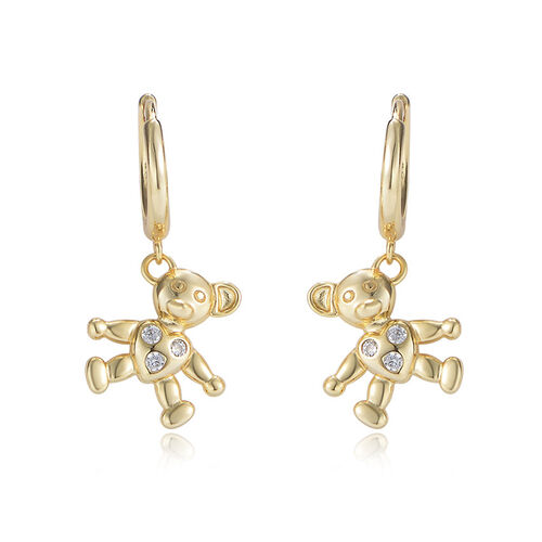 Jeulia Teddy Bear Sterling Silver Drop Earrings