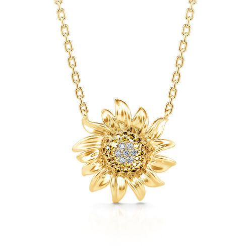 Jeulia "Sunshine" Sunflower Sterling Silver Necklace Jeulia Jewelry