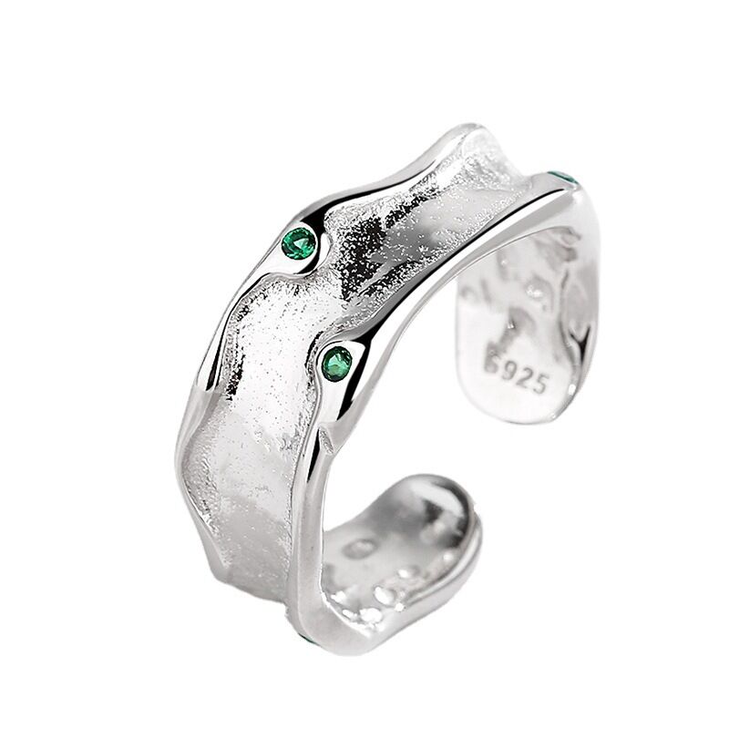 Jeulia Irregular Design Round Cut Sterling Silver Adjustable Open Ring